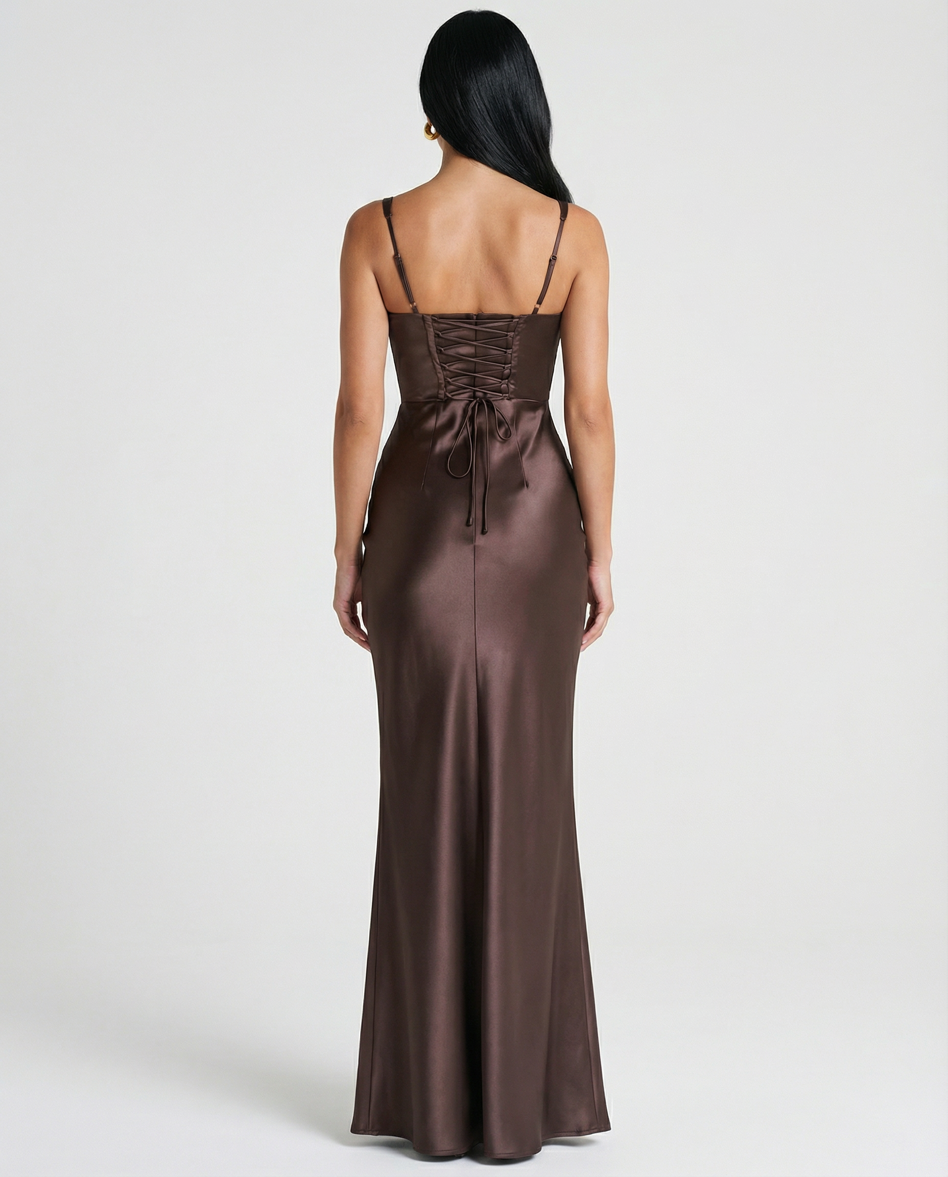 Women's Corset Maxi Dress with Plunging Neckline for Elegant Evenings