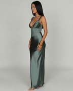 Women's Corset Maxi Dress with Plunging Neckline for Elegant Evenings