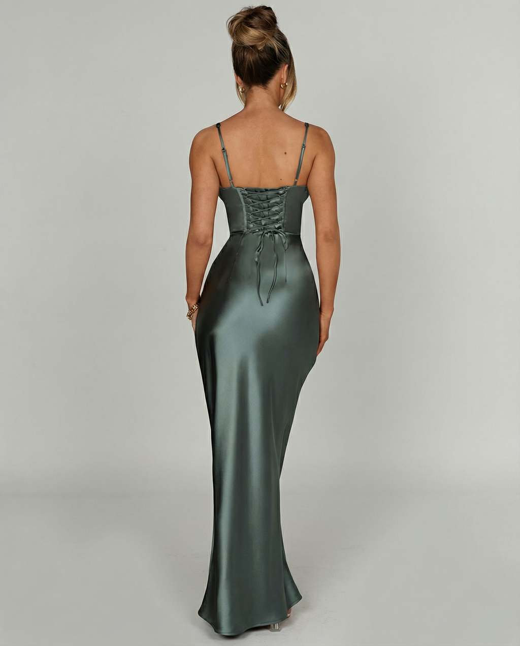 Women's Corset Maxi Dress with Plunging Neckline for Elegant Evenings