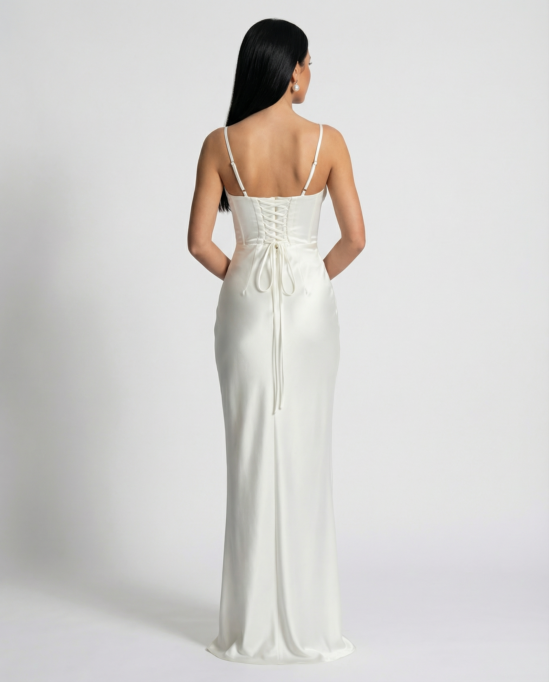 Women's Corset Maxi Dress with Plunging Neckline for Elegant Evenings