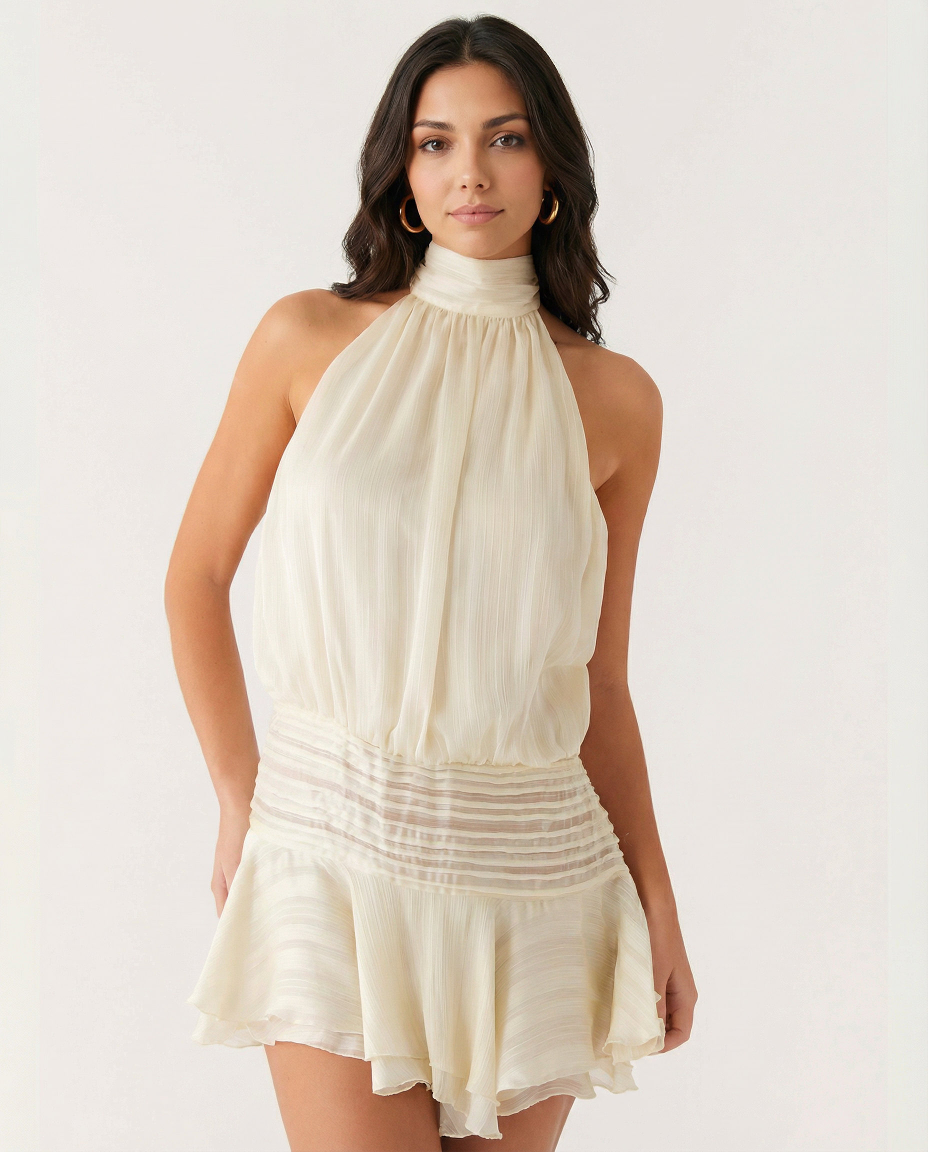 Women's Pleated Halter Playsuit for Elegant Summer Evening Styling
