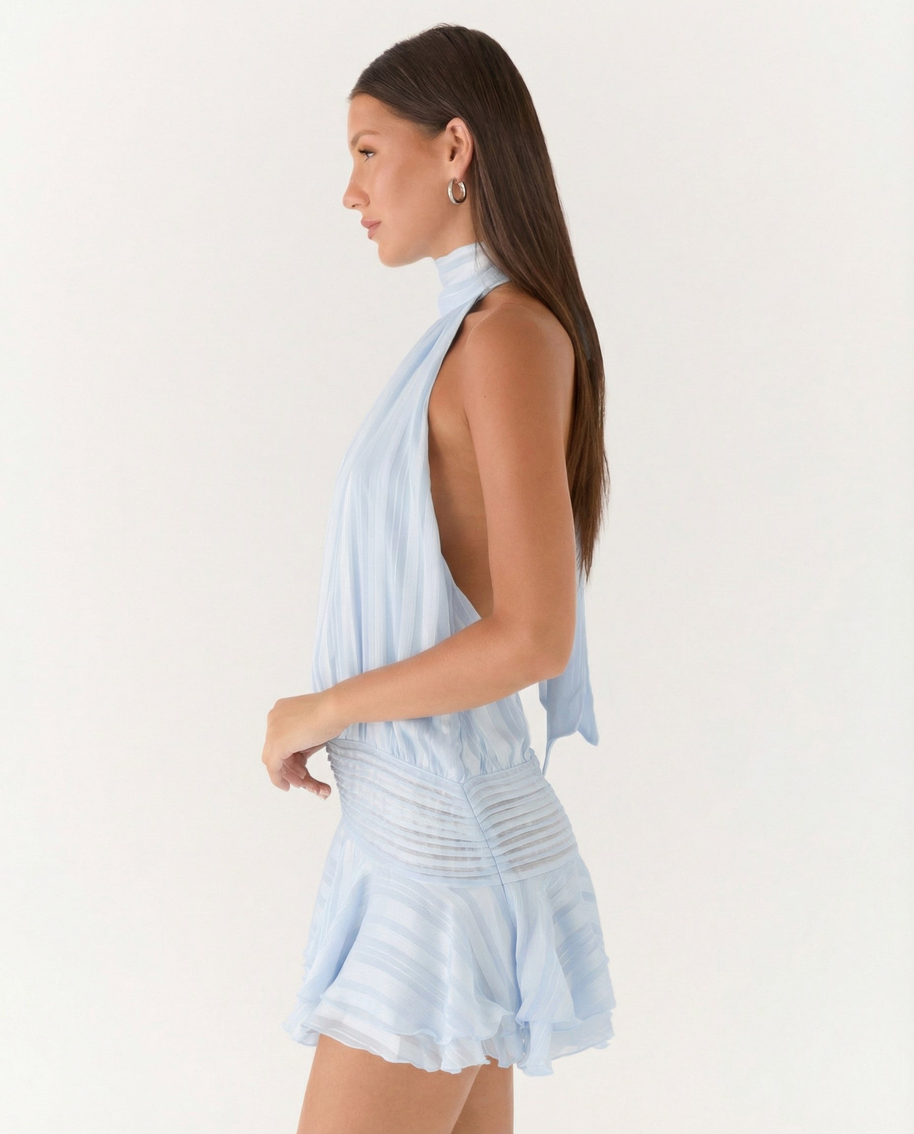 Women's Pleated Halter Playsuit for Elegant Summer Evening Styling