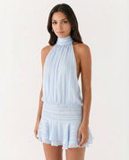 Women's Pleated Halter Playsuit for Elegant Summer Evening Styling