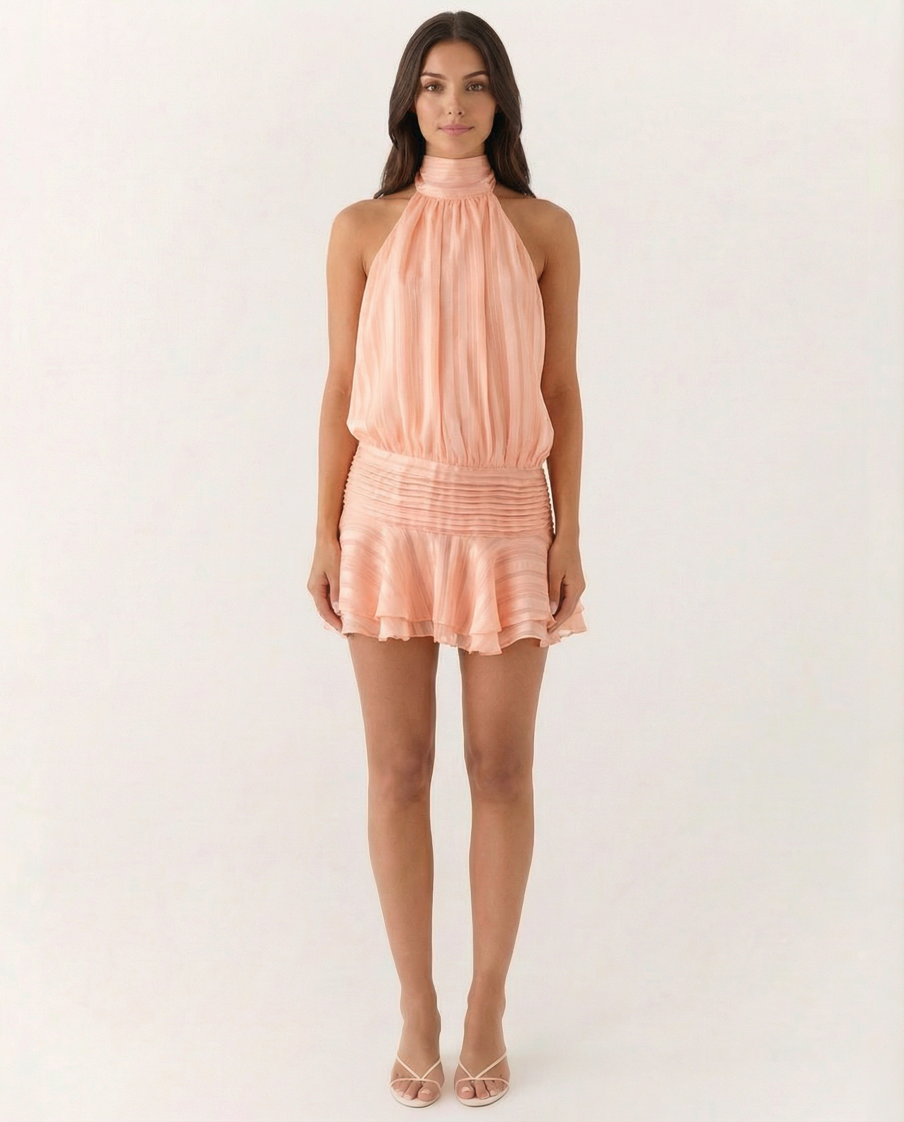 Women's Pleated Halter Playsuit for Elegant Summer Evening Styling