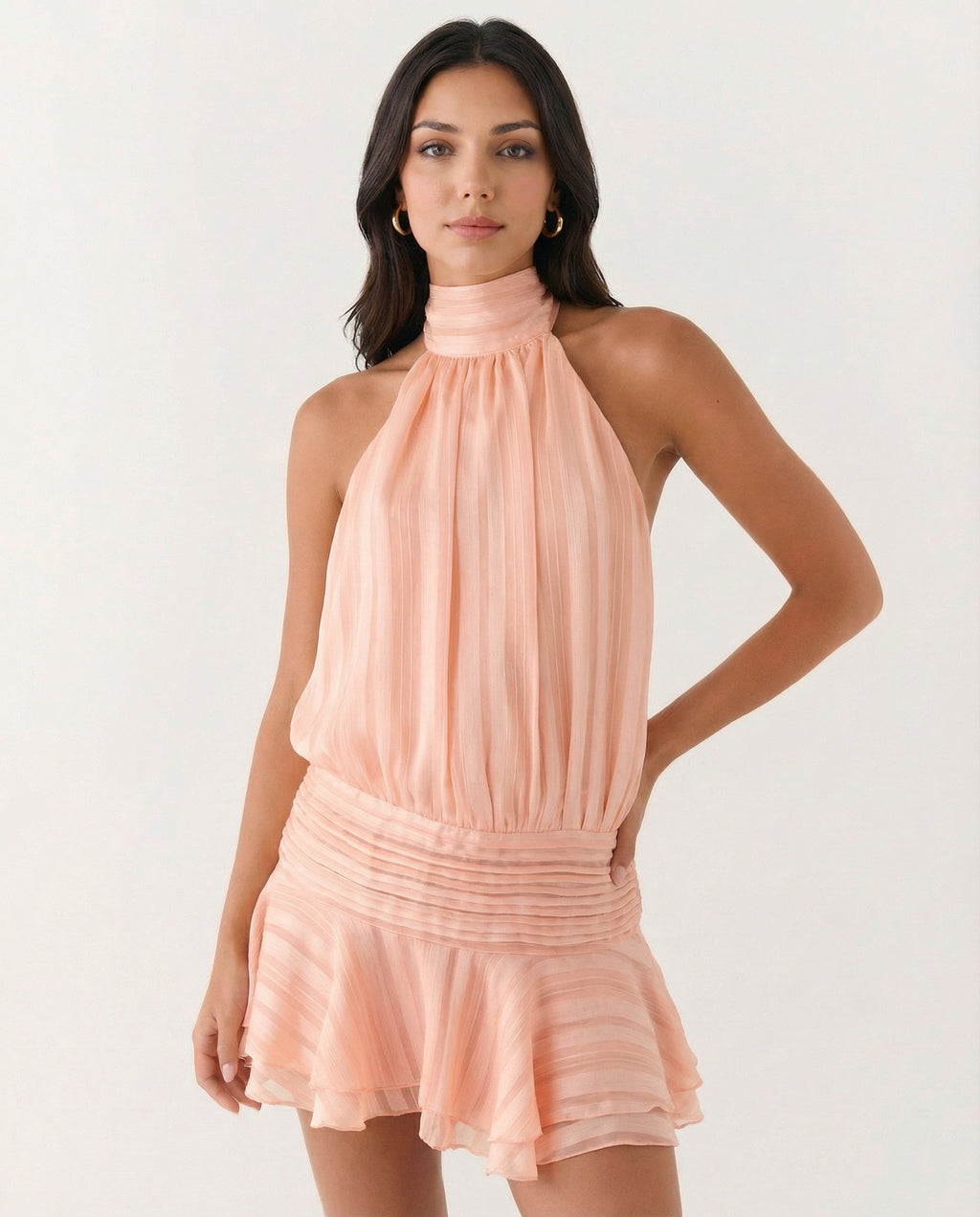 Women's Pleated Halter Playsuit for Elegant Summer Evening Styling