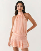 Women's Pleated Halter Playsuit for Elegant Summer Evening Styling
