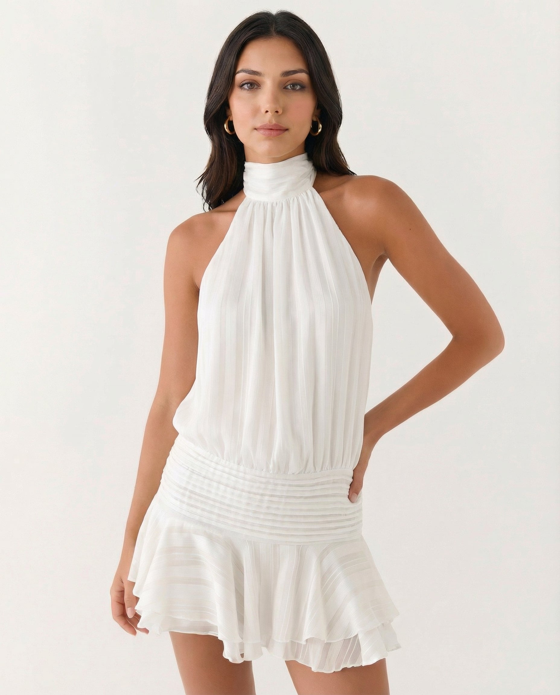 Women's Pleated Halter Playsuit for Elegant Summer Evening Styling