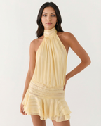 Women's Pleated Halter Playsuit for Elegant Summer Evening Styling