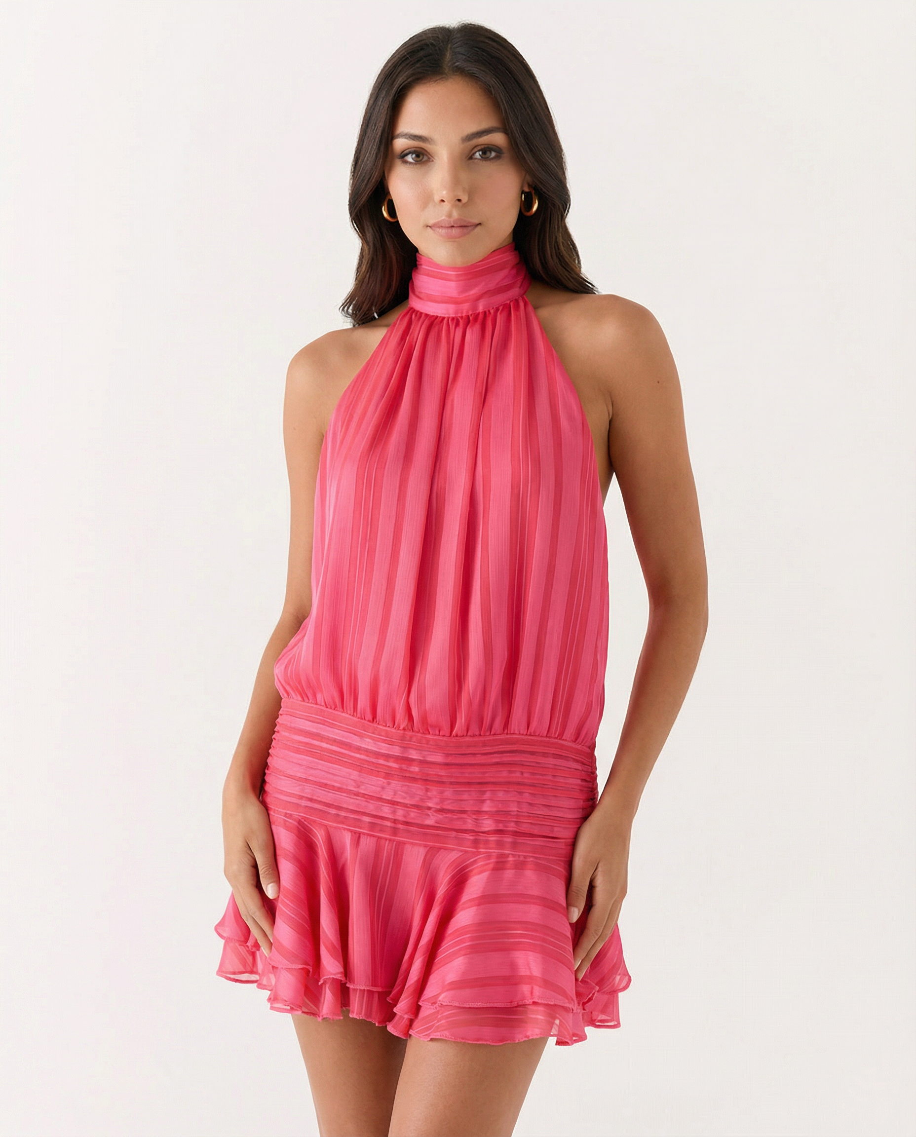 Women's Pleated Halter Playsuit for Elegant Summer Evening Styling