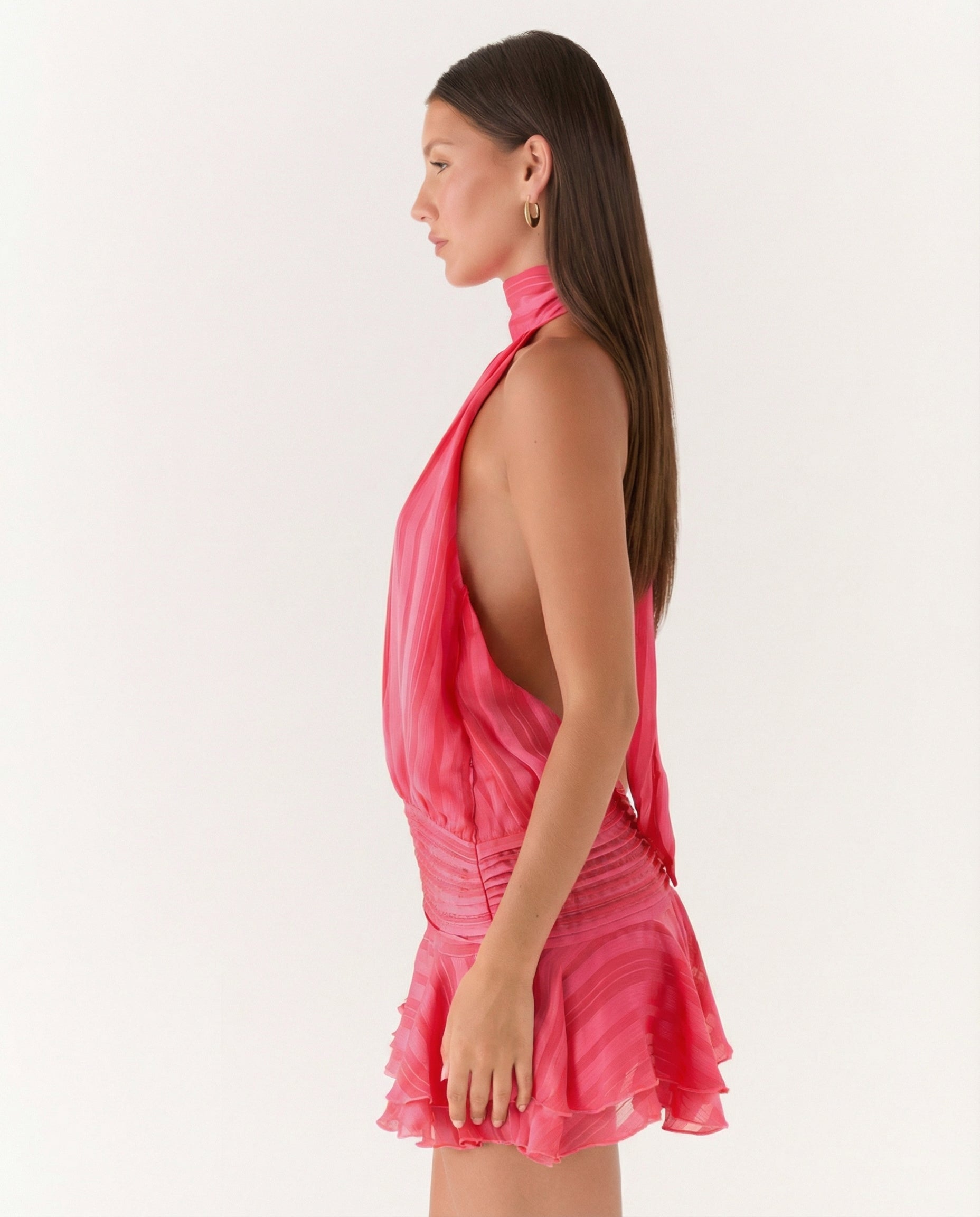 Women's Pleated Halter Playsuit for Elegant Summer Evening Styling