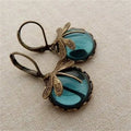 Women’s Vintage Dragonfly Blue Stone Drop Earrings