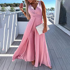 Damen weiter Jumpsuit mit elegant geraffter Taille und fließendem Schnitt