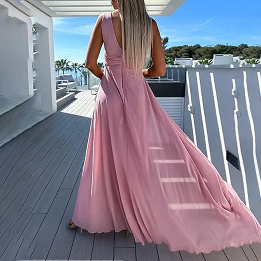 Damen weiter Jumpsuit mit elegant geraffter Taille und fließendem Schnitt