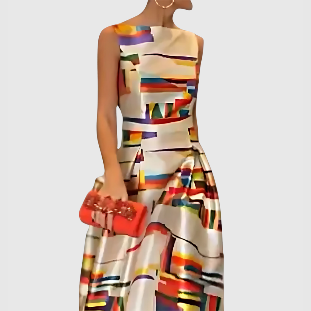 Robe longue pour femme à imprimé abstrait
