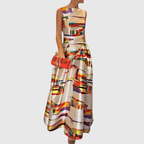 Robe longue pour femme à imprimé abstrait