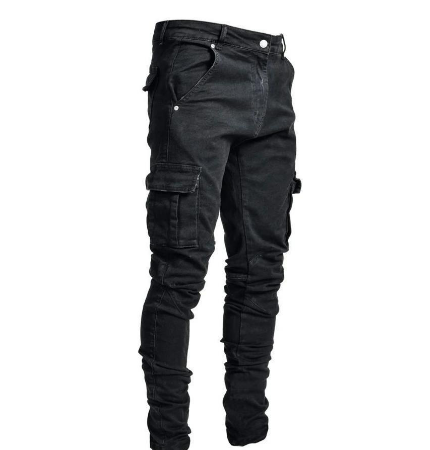 Jean cargo homme ajusté effet usé