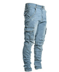 Men's Distressed Slim Fit Cargo Jeans