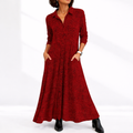 Damen Maxikleid mit Knopfleiste und Print