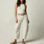Women's Relaxed Barrel Leg Jeans with High Waist