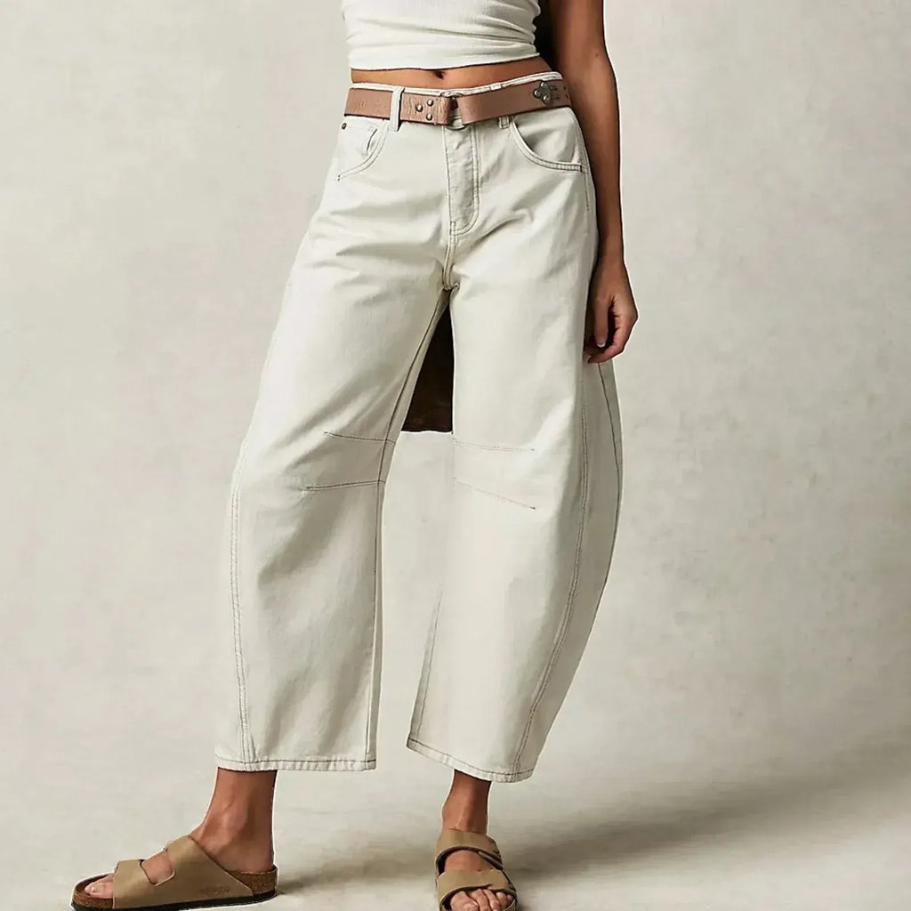 Women's Relaxed Barrel Leg Jeans with High Waist
