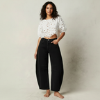 Women's Relaxed Barrel Leg Jeans with High Waist