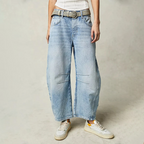 Women's Relaxed Barrel Leg Jeans with High Waist