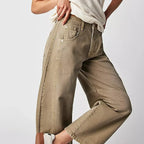 Women's Relaxed Barrel Leg Jeans with High Waist