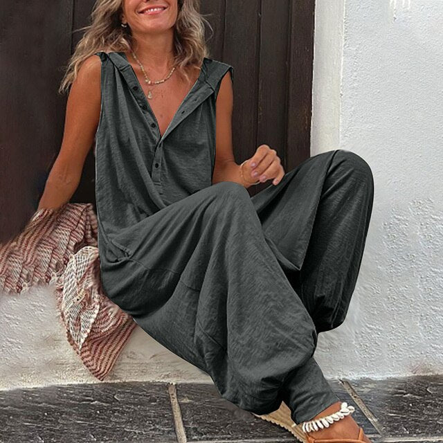 Damen Jumpsuit mit lockerem Schnitt, drapiertem Design, weicher Textur und mühelosem Komfort