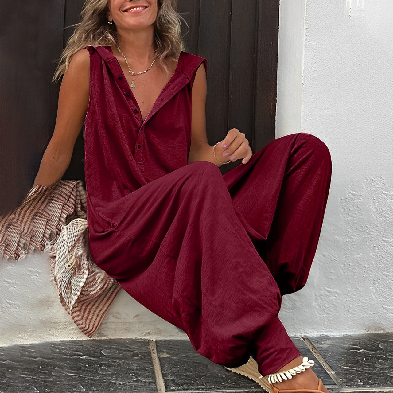 Relaxed Fit Draped Jumpsuit for Women with Soft Texture and Effortless Comfort