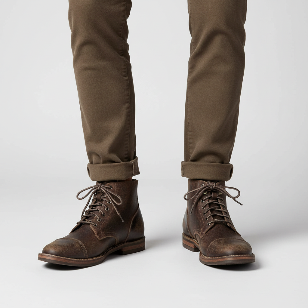 Herren-Retro-Stiefeletten mit Schnürung und Zehenkappe