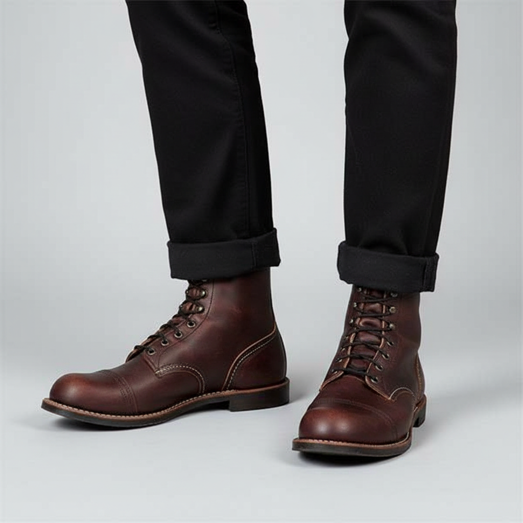 Herren-Retro-Stiefeletten mit Schnürung und Zehenkappe