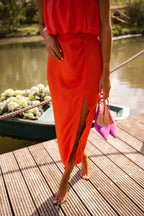 Drapiertes Tulpen-Midikleid für Damen