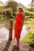 Drapiertes Tulpen-Midikleid für Damen