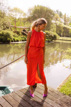 Drapiertes Tulpen-Midikleid für Damen