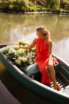 Drapiertes Tulpen-Midikleid für Damen