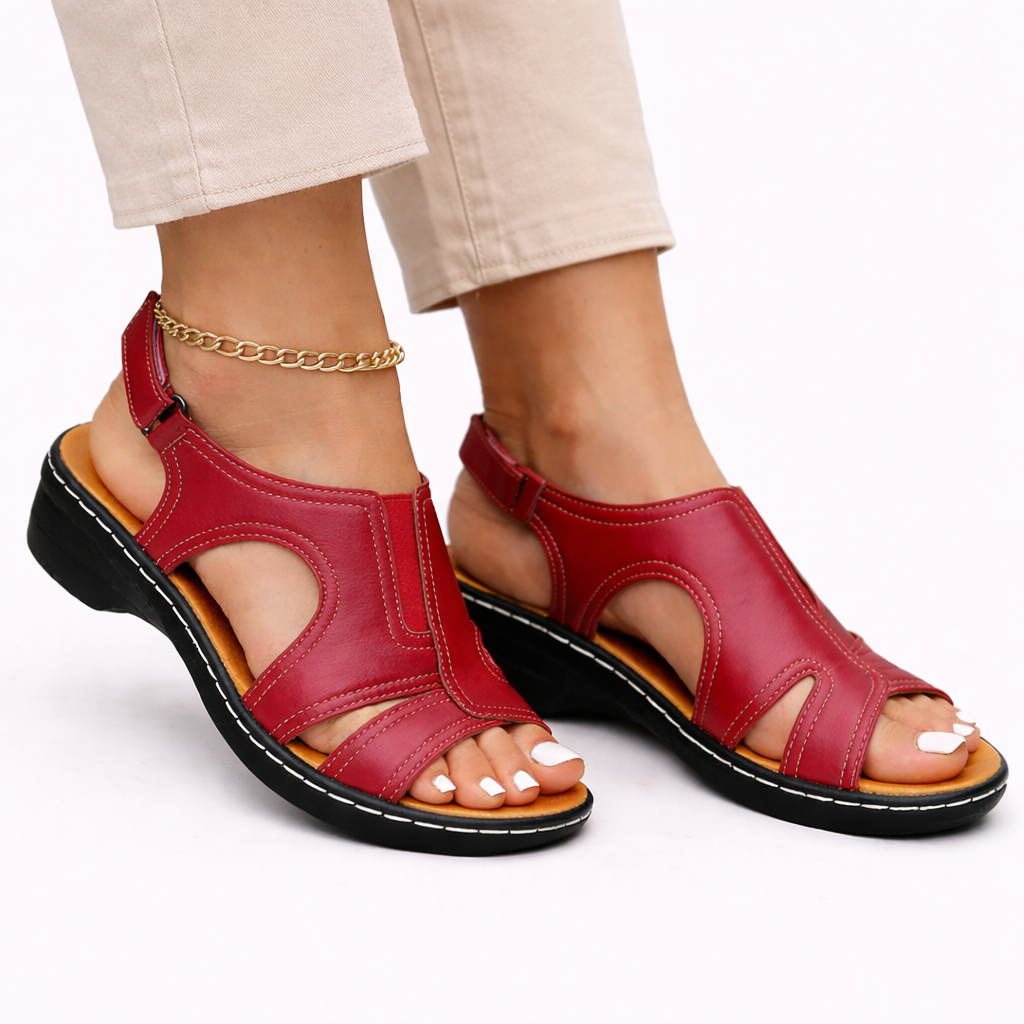 Sandales confortables à bride arrière pour femme avec semelle compensée rembourrée et design à bout ouvert