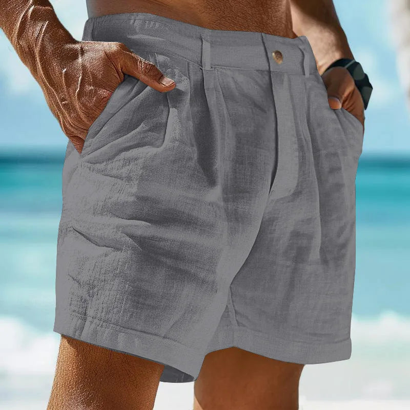 Herren-Leinen-Shorts mit normaler Passform für den täglichen Sommergebrauch