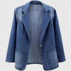 Denimblazer til kvinder med reverskrave