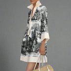 Women's Vintage Print Tunic Dress for Elegant Everyday Summer Styling
