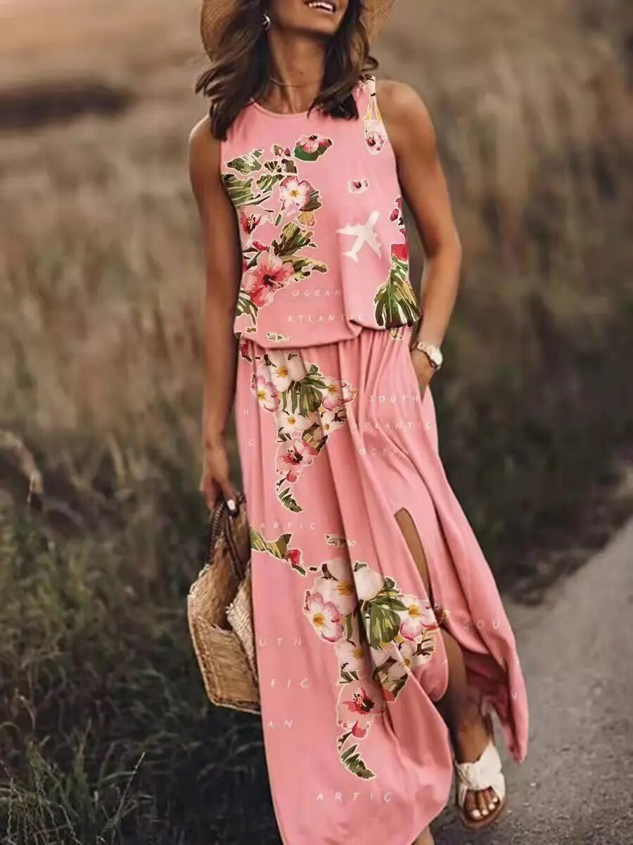 Damen bedrucktes Sommerkleid mit fließender Passform und leichtem, bequemem Design