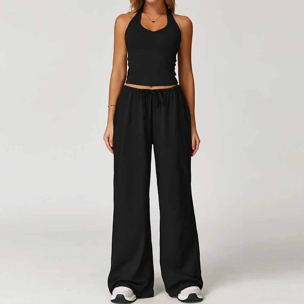 Lockere Palazzo-Hose für Damen mit Kordelzug