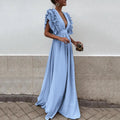 Damen Maxikleid mit Rüschenärmeln und schmeichelhafter, fließender Passform