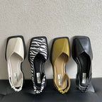 Women's Square Toe Slingback Flats with Elastic Back Strap and Cushioned Comfort Insole