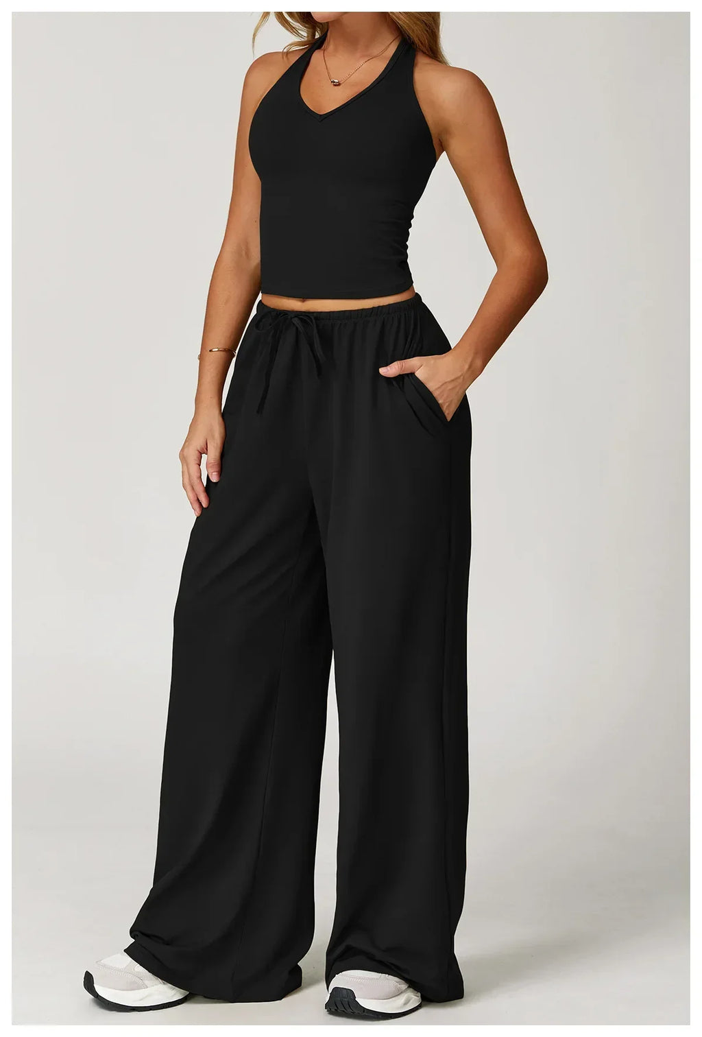 Lockere Palazzo-Hose für Damen mit Kordelzug