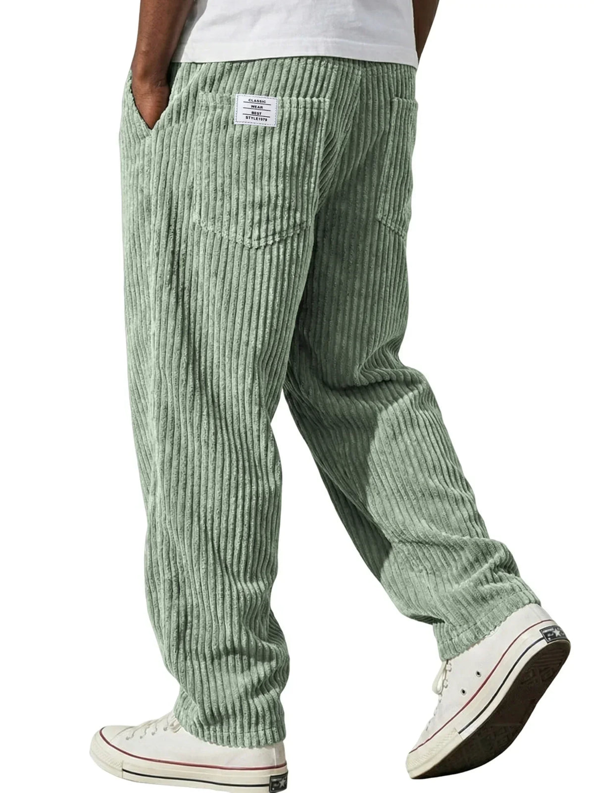 Pantalon décontracté côtelé pour homme