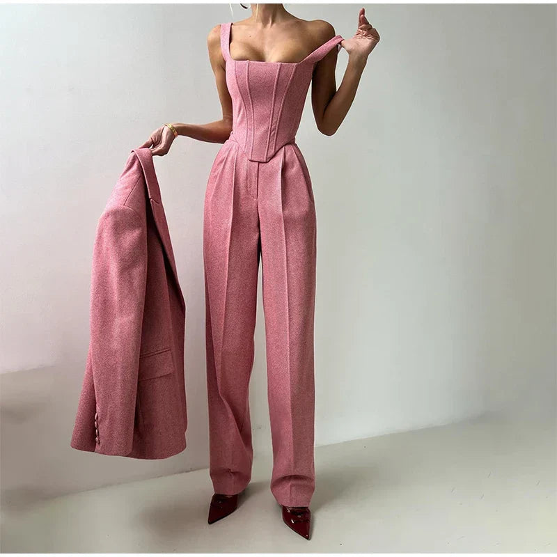 Damen-Jumpsuit mit weitem Bein und figurbetontem Schnitt