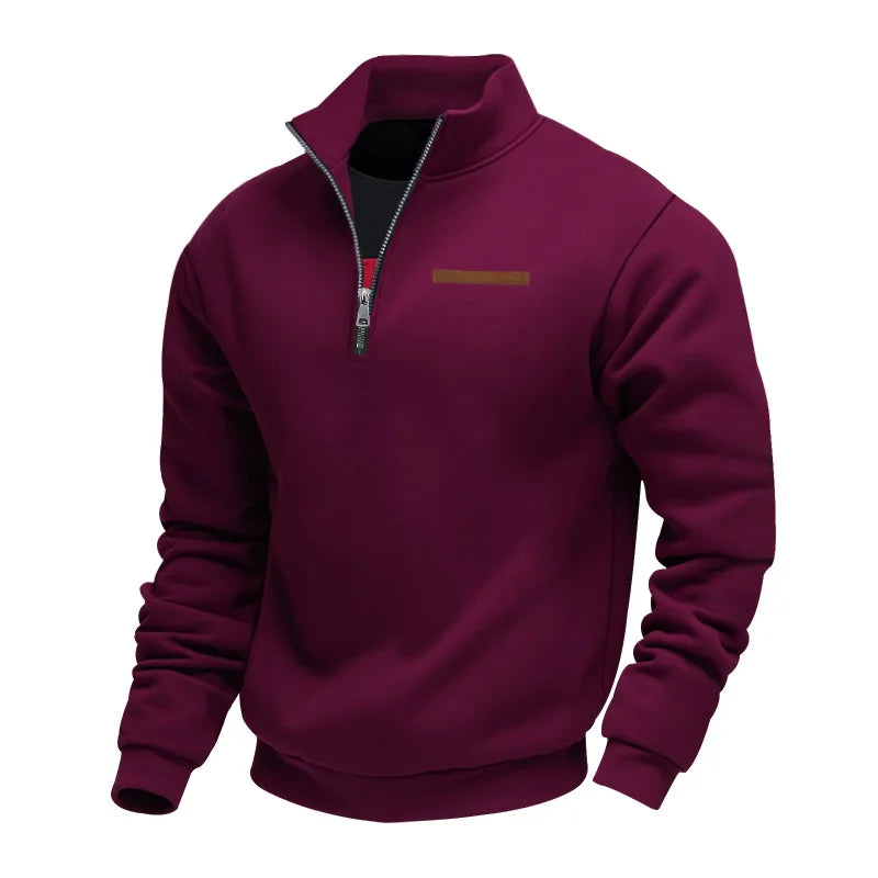 Sweat-shirt pour homme à col zippé quart de zip