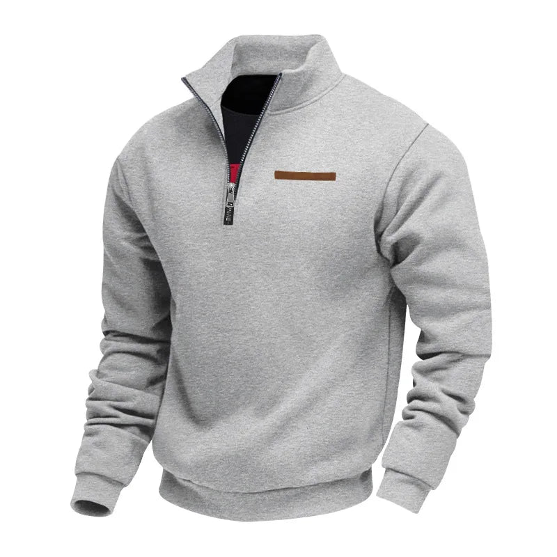 Sweat-shirt pour homme à col zippé quart de zip