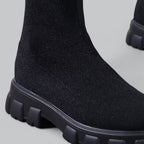 Women's Knit Knee-High Chunky Sole Boots