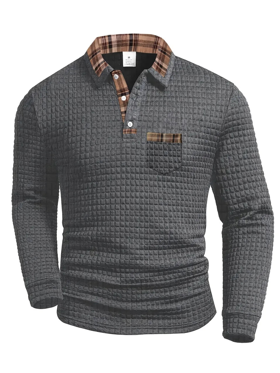 Strukturiertes Langarm-Poloshirt für Herren